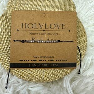 Sweary Morse Code Bracelet Bad A$$ bracelet anklet w card 925 sterling silver